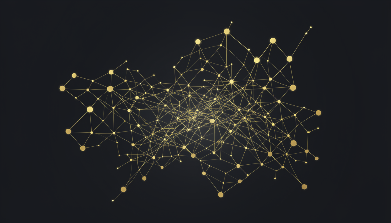 Abstract network of connected nodes representing Limuria Intelligence capabilities